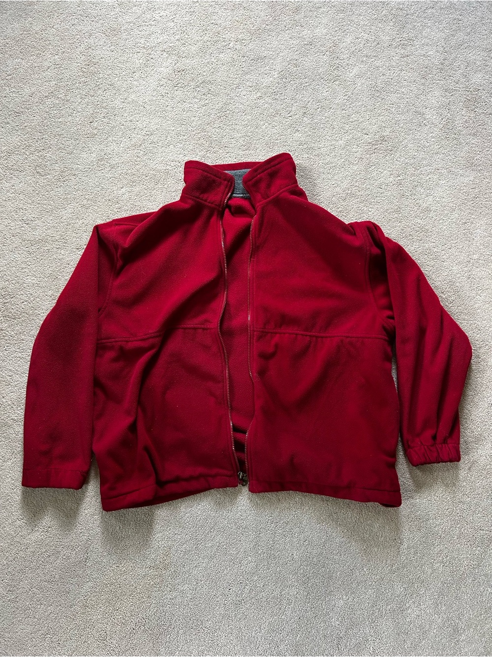 Men's Red Zip-Up Fleece Sweater